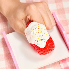 SqueezeSquad Taba Deluxe Premium Silicone Squishy Fidget Toy - Strawberry Simple SqueezeSquad