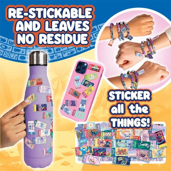 Sticki Rolls Disney's Stitch Wearable Reusable Sticki Band Mystery Capsule (50 Stickers Inside!) Simple Sticki Rolls