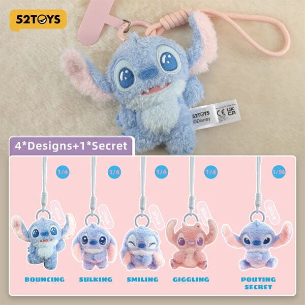 52TOYS x Disney: Stitch Mood Series Plush Keychain Blind Box (1pc) Simple 52TOYS
