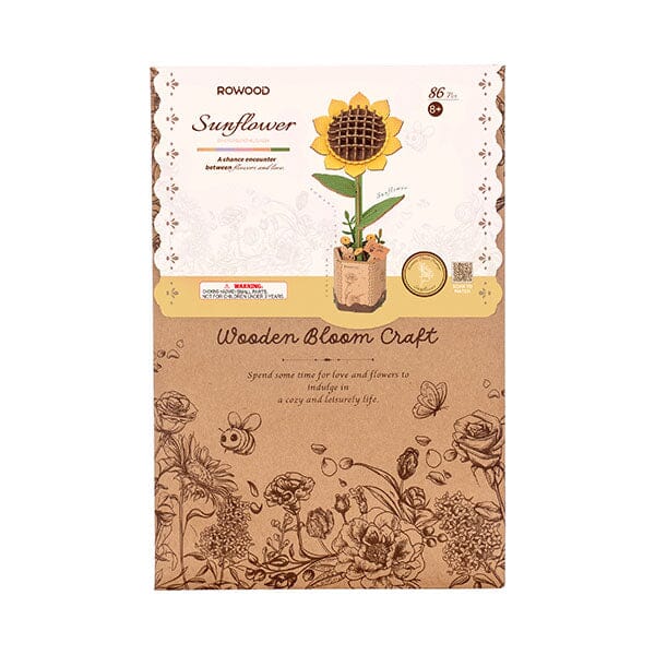 Rowood Sunflower Wooden Bloom Craft DIY Kit (86pc) Simple Rolife