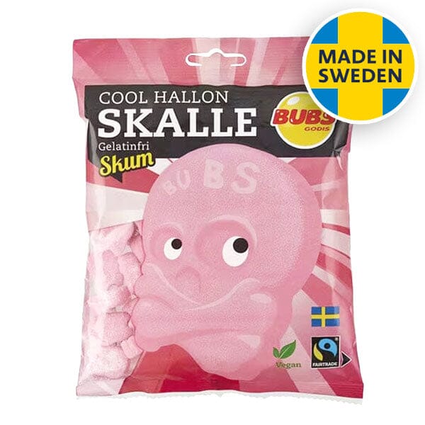 BUBS Godis: Cool Raspberry Foam Skulls (90g) Made in Sweden Simple BUBS