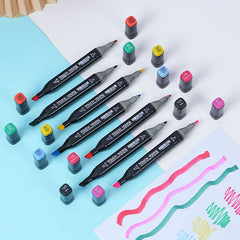TouchHero Double-Sided Alcohol Based Markers (24 Pack) 1mm & 6mm Tips Simple Studio Art