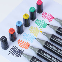 TouchHero Double-Sided Alcohol Based Markers (24 Pack) 1mm & 6mm Tips Simple Studio Art