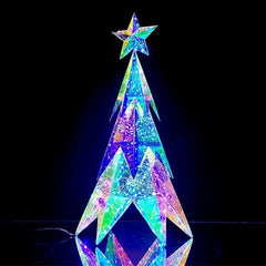 LitLuster Geometric LED Multi-Color Holographic Ornament | Christmas Tree Simple Showcase