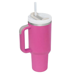 HydriEase 40oz Vacuum Insulated Tumbler Cup With Handle & Straw Simple Exclusive Hot Pink