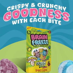 Brain Freeze x Warheads: Extreme Sour Crunch Freeze Dried Candy (2.2oz) Mixed Fruit Flavor Simple Warheads
