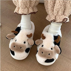 Cartoon Cow Plush Slippers for Indoors & Outdoors | As Seen On Social! | Pre-Order Preorder Showcase