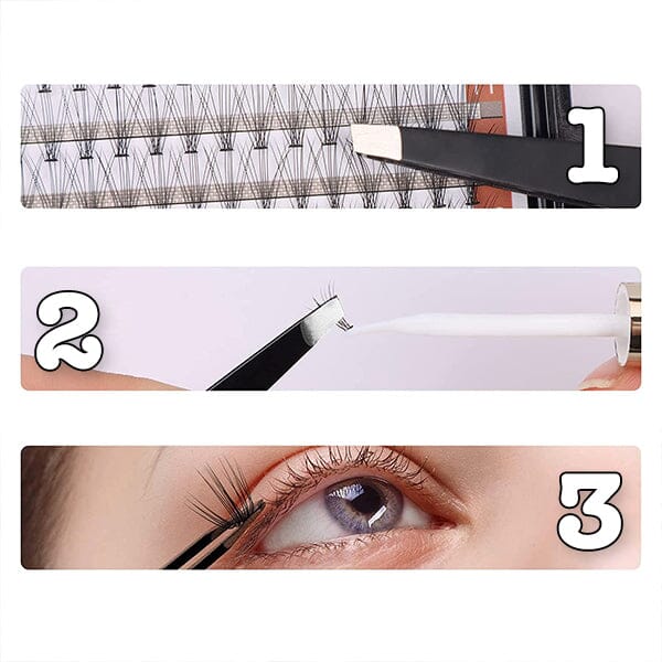 WOW Lash Clusterz Kit | 288 Eyelash Clusters | Includes Glue & Tweezers! Simple Showcase