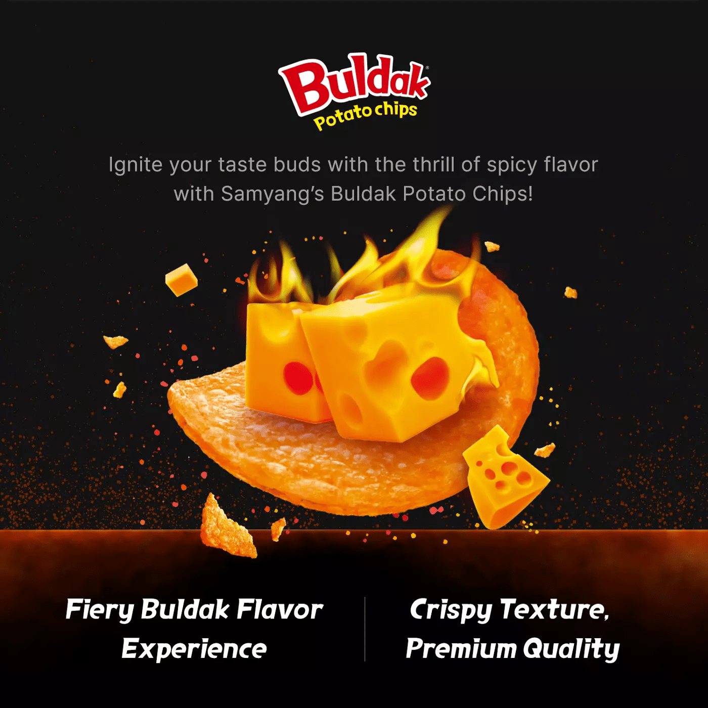 Samyang Buldak Quattro Cheese Potato Chips Simple Lay's 