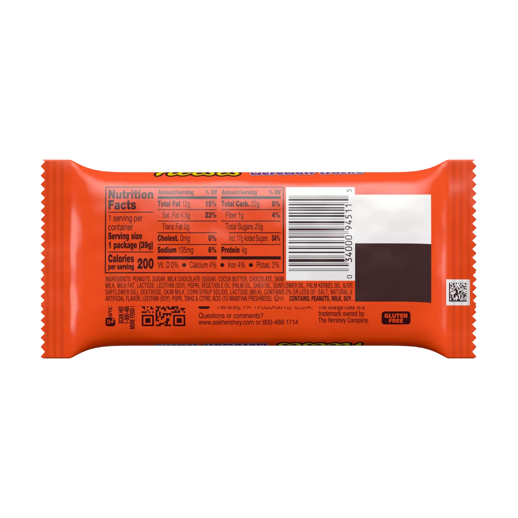 REESE'S Werewolf Tracks Milk Chocolate Peanut Butter Cups 1.4OZ Simple REESE'S 