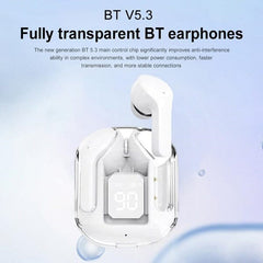 TWS - Wireless Earbuds With Digital Display and Transparent Case Simple magazineracksdirect 