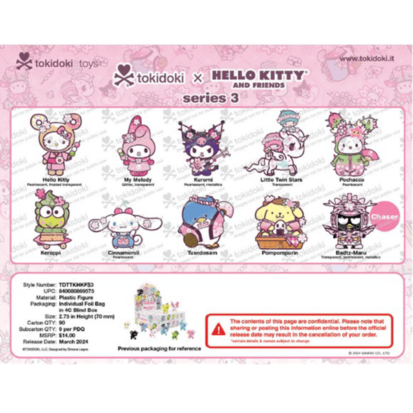 Hello Kitty and Friends x tokidoki 3" Figurine Series 3 Blind Box (1pc)