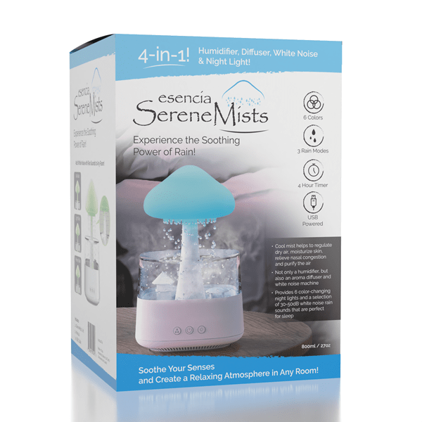 Esencia SerenceMists: (800mL) 4-in-1 Rain Cloud Humidifier Simple Showcase 