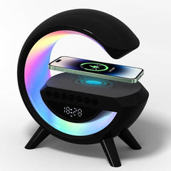 Sonic Vibes: 3-in-1 Bluetooth Speaker w/ Charger & Digital Clock Black Simple magazineracksdirect 