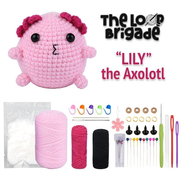 The LOOP Brigade: DIY Mini Crochet Plush Toy Complete Kit For Beginners - Lily the Axolotl Simple Exclusive 