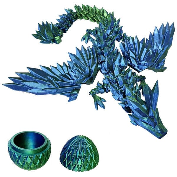 3D Printed Dragon Scale Egg Fidget Toy with Egg Included (Multiple Colors) Simple Showcase Green & Blue Winged 