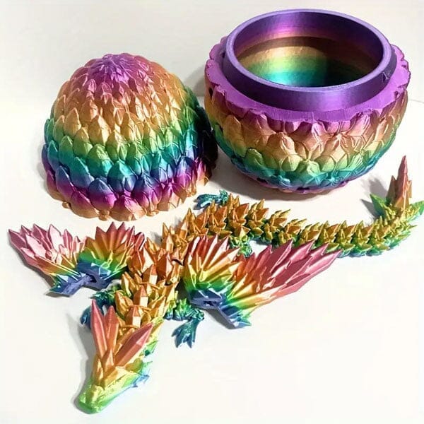 3D Printed Dragon Scale Egg Fidget Toy with Egg Included (Multiple Colors) Simple Showcase Rainbow Winged 