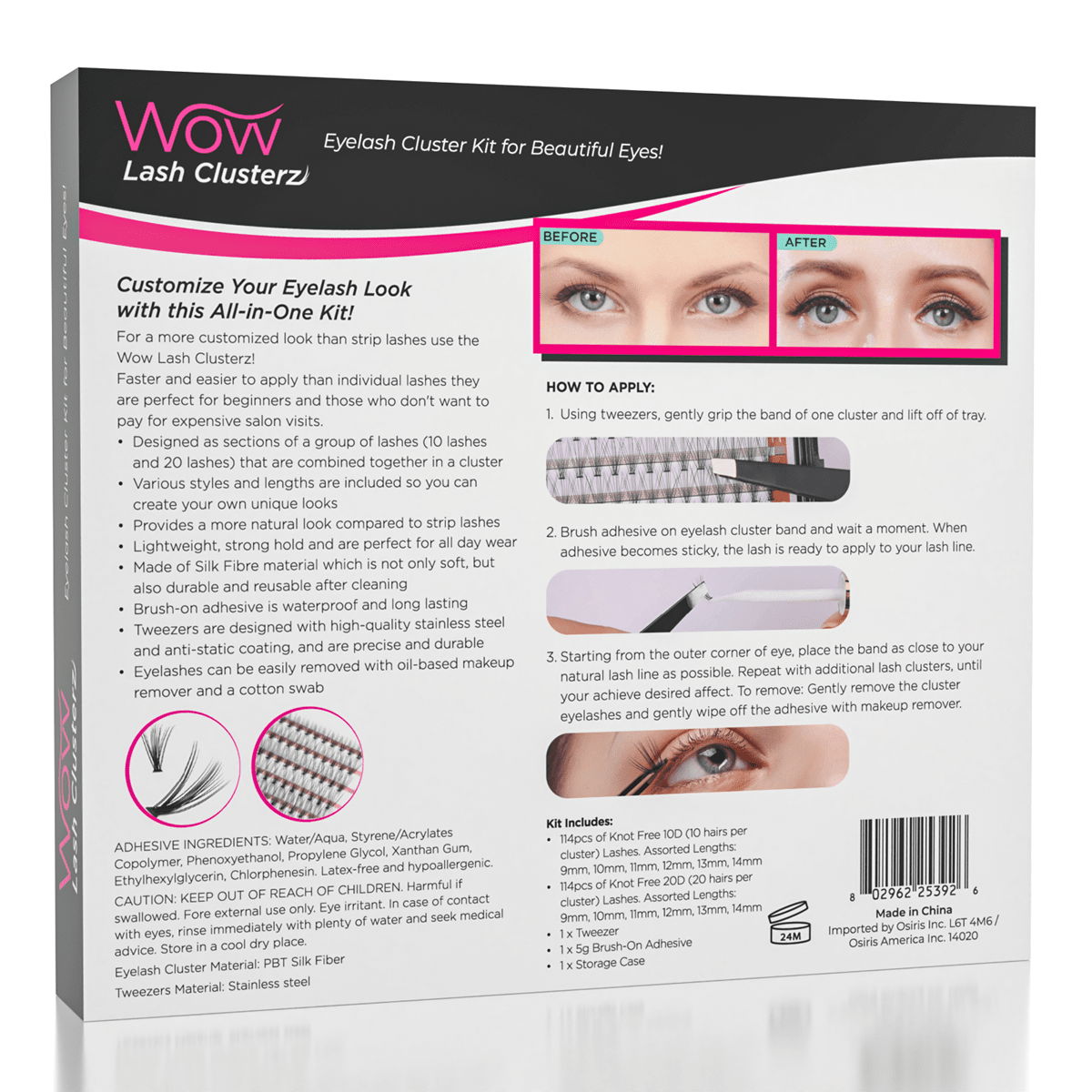 WOW Lash Clusterz Kit | 288 Eyelash Clusters | Includes Glue & Tweezers! Simple WOW Beauty 