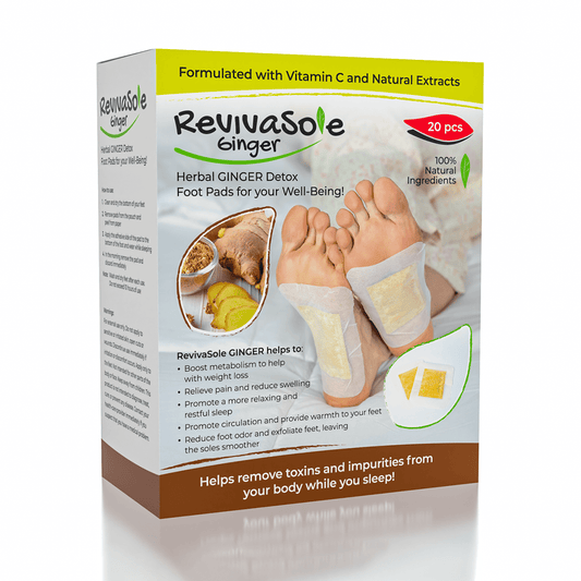 RevivaSole Ginger Detox Foot Pads (20pc) Natural Detox Feet Patches Simple Reviva 