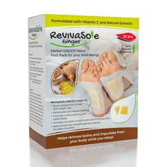 RevivaSole Ginger Detox Foot Pads (20pc) Natural Detox Feet Patches Simple Reviva 