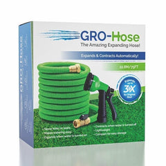 GRO-Hose GREEN | 75ft Expandable Hose With Sprayer Nozzle & Brass Valve Simple Showcase 