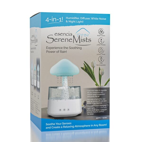 Esencia SereneMists (450mL) 4-in-1 Rain Cloud Night Light Diffuser Simple Showcase 