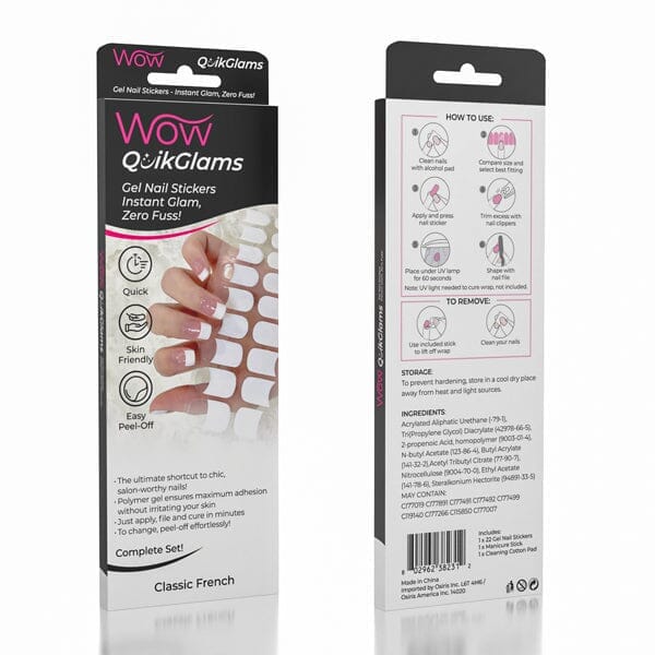 WOW QuikGlams (22pc) | Instant Manicure Gel Polish Nail Stickers | Multiple Styles | Pre-Order Preorder Showcase Classic French Tips 