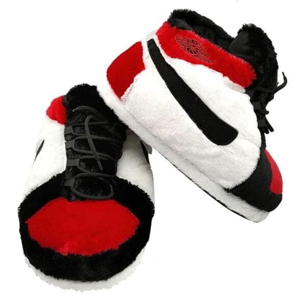 High Top Plush Sneaker Slippers (Multiple Styles) Simple Exclusive Black/White/Red Basketball High Tops 