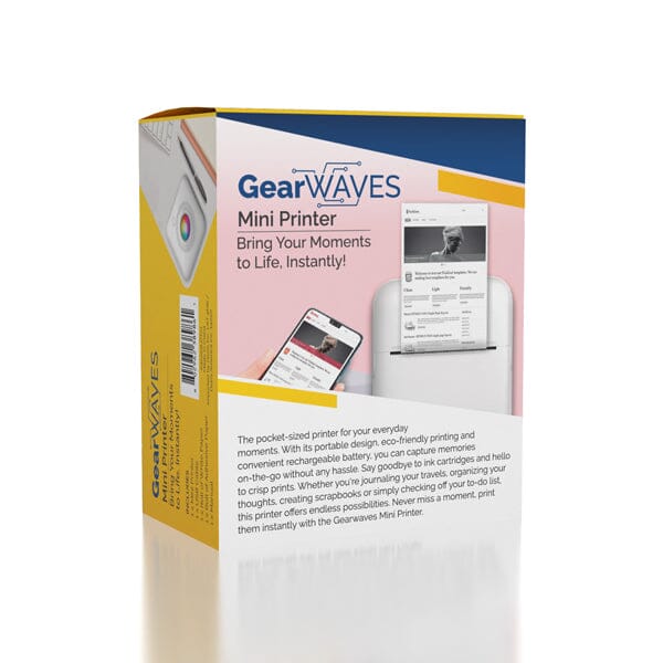 GearWaves: Mini Portable Inkless Thermal Printer For Phone Photos Simple Showcase 