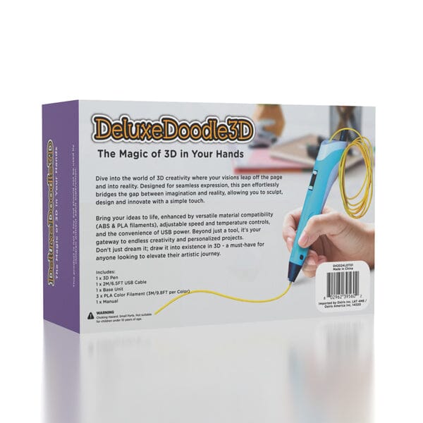 DeluxeDoodle3D Portable Rechargeable 3D Printer Pen (Filament Refills Included)