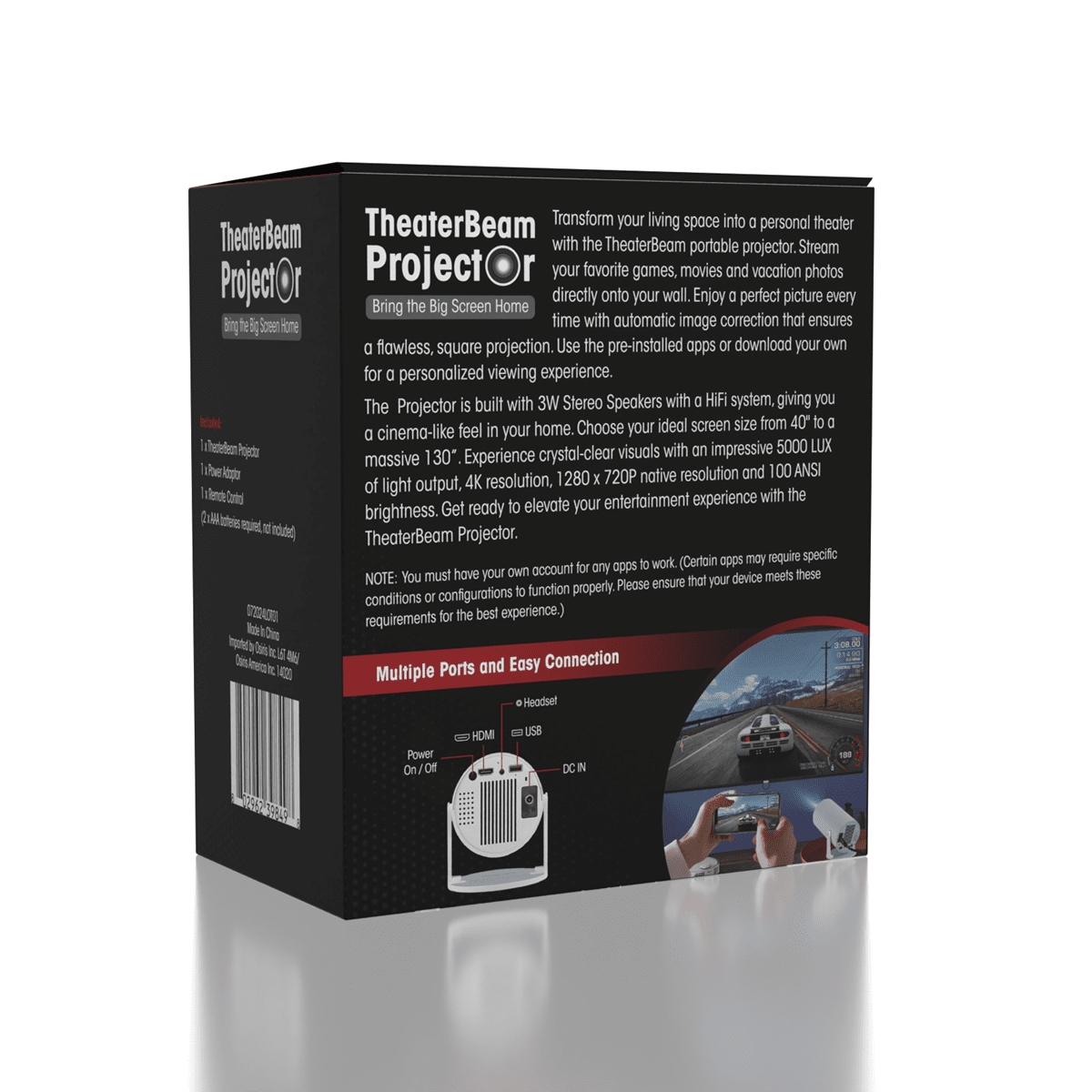TheaterBeam Projector - Mini Round Projector For Ultimate Experience Simple Exclusive 