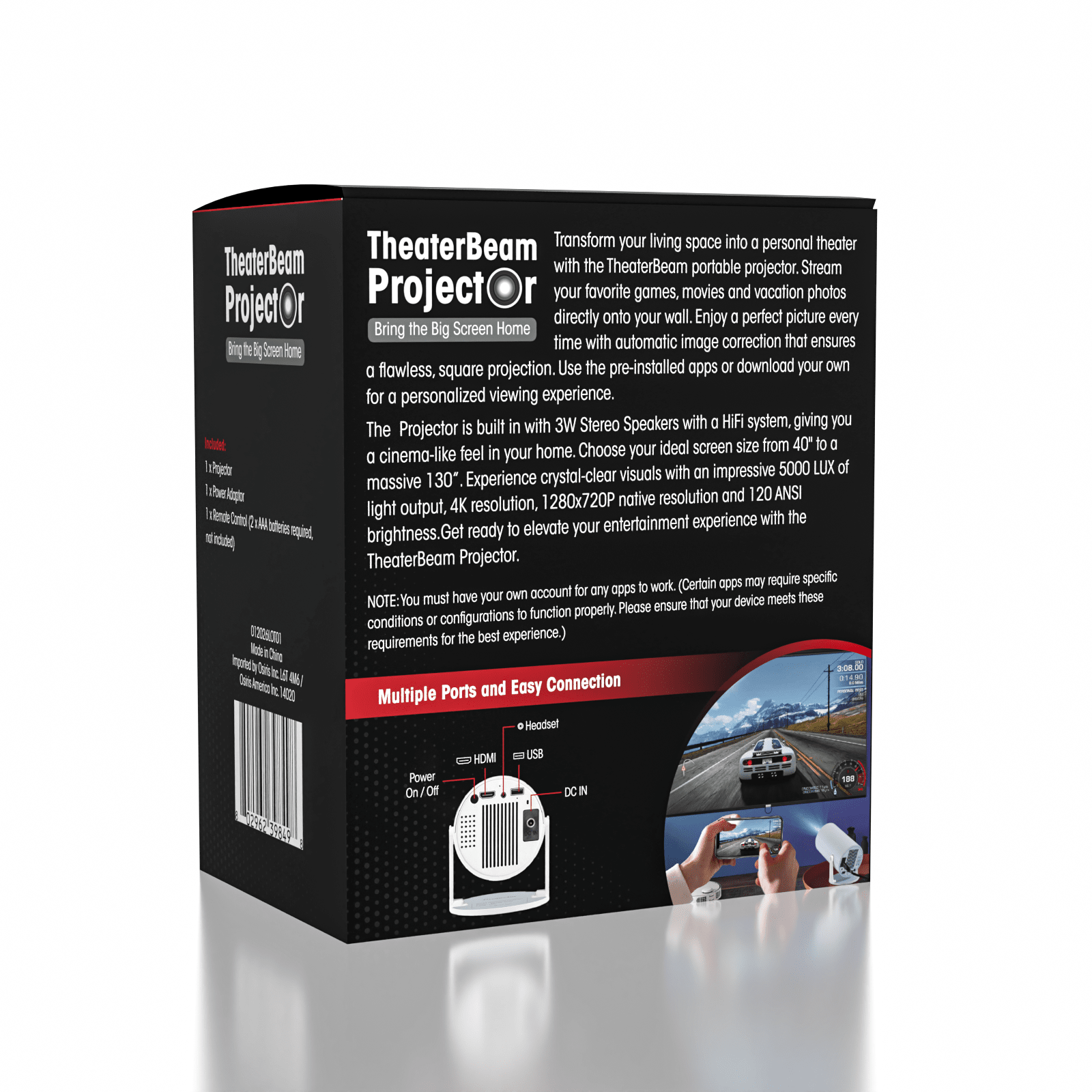 TheaterBeam Projector - Mini Round Projector For Ultimate Experience Simple Exclusive 