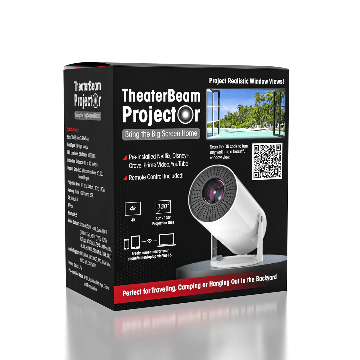 TheaterBeam Projector - Mini Round Projector For Ultimate Experience Simple Exclusive 