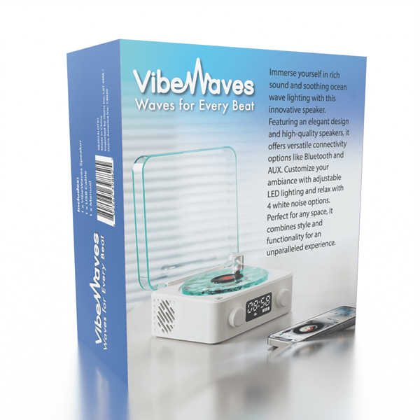 VibeWaves - Waves Speaker White Noise Lamp Projector Preorder magazineracksdirect 