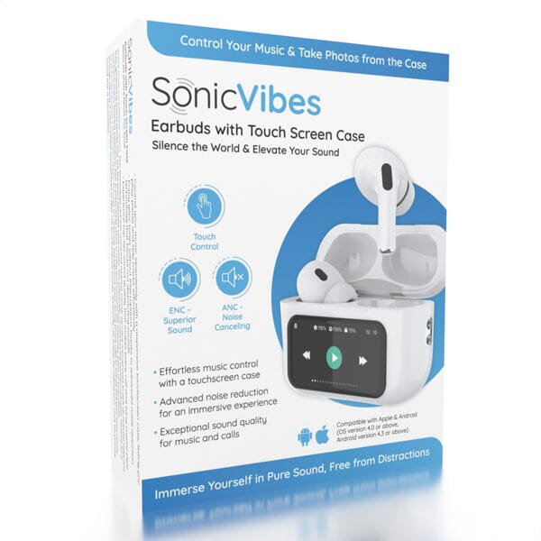 SonicVibes Earbuds w/ Touchscreen Case Simple Exclusive 