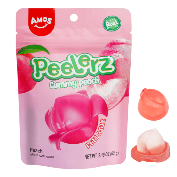 Amos 4D Peelerz Peelable Fruit Gummy Candy (6oz) Multiple Flavors Simple magazineracksdirect Amos Peach Peelerz (Preorder) 