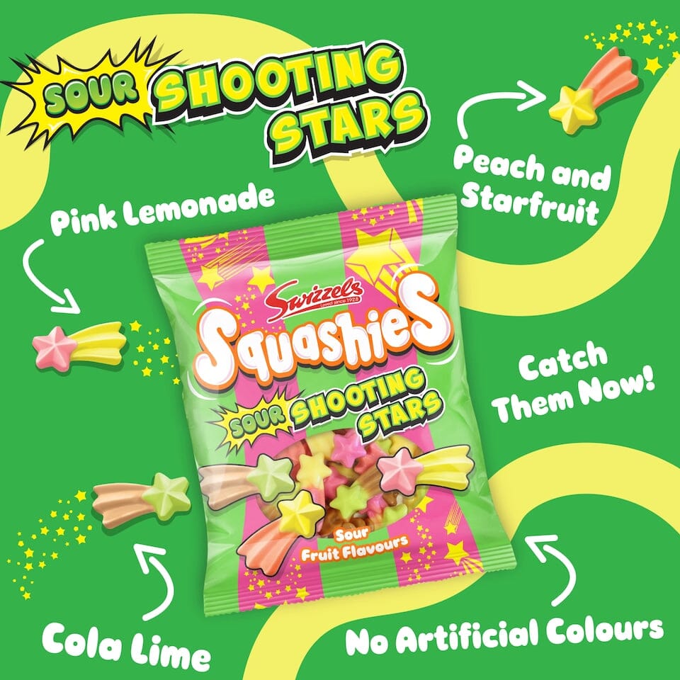 Swizzels Squashies Sour Shooting Stars - (100g) Imported From England Simple Squashies 