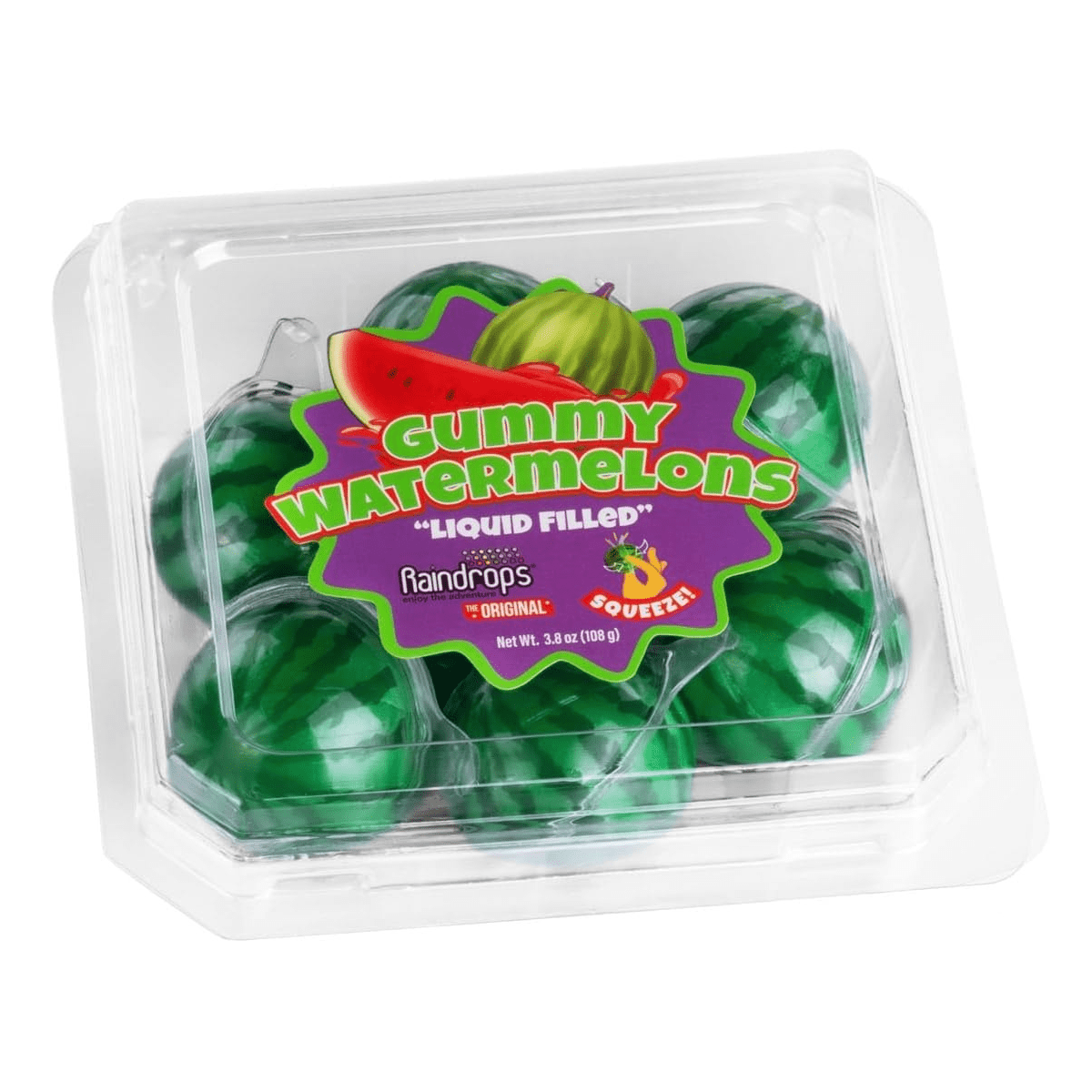 Raindrops Gummy: Liquid Filled Watermelons – 3.8oz Simple Raindrops 