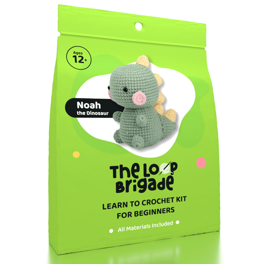 The LOOP Brigade: DIY Mini Crochet Plush Toy Complete Kit For Beginners - Noah the Dinosaur Simple Exclusive 