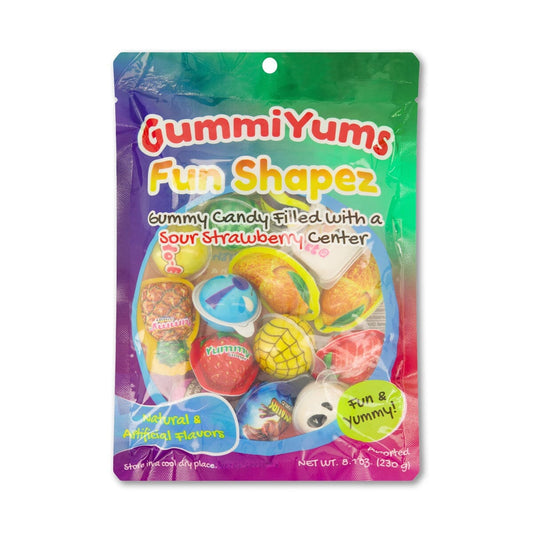 GummiYums: Fun Shapez! (8.1oz) Assorted Gummy Candy Filled with a Sour Strawberry Center Simple GummiYums 