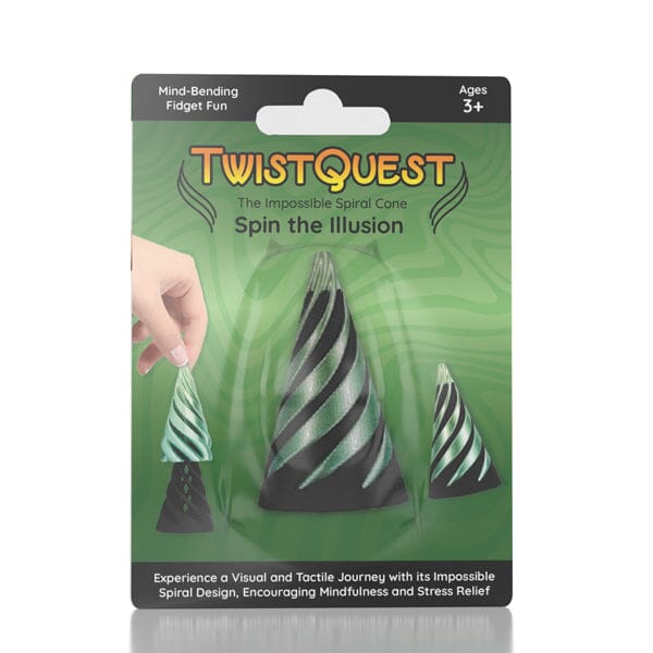 TwistQuest 3D Printed Fidget Spiral Cone Toy (1pc) Multiple Colors Simple Exclusive Green & Black 