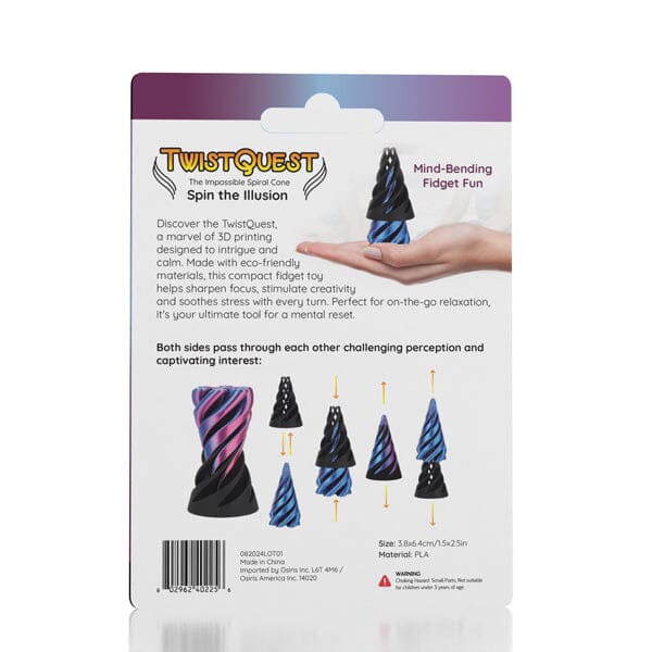 TwistQuest 3D Printed Fidget Spiral Cone Toy (1pc) Multiple Colors Simple Exclusive 