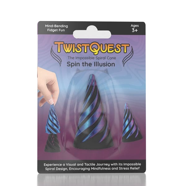 TwistQuest 3D Printed Fidget Spiral Cone Toy (1pc) Multiple Colors Simple Exclusive Purple & Black 