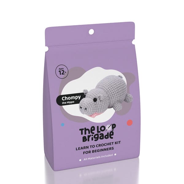 The LOOP Brigade: DIY Mini Crochet Plush Toy Complete Kit For Beginners - Chompy the Hippo Simple Exclusive 