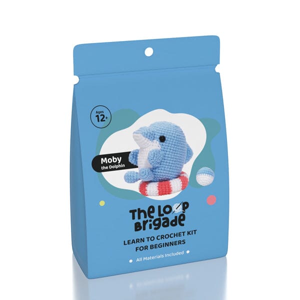 The LOOP Brigade: DIY Mini Crochet Plush Toy Complete Kit For Beginners - Moby the Dolphin Simple Exclusive 