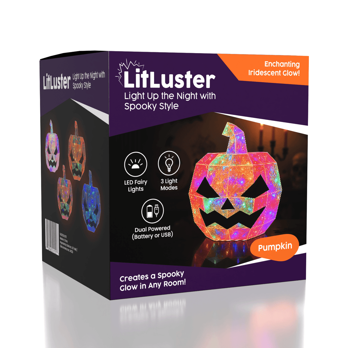LitLuster LED Holographic Halloween Pumpkin Decor Lamp (1pc) Battery or USB Simple Exclusive 