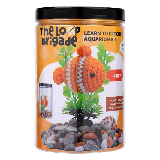 The LOOP Brigade: DIY Crochet Plush Toy Complete Kit For Beginners - Fish Aquarium (Multiple Colors) Simple Exclusive Zippy the Orange Fish 