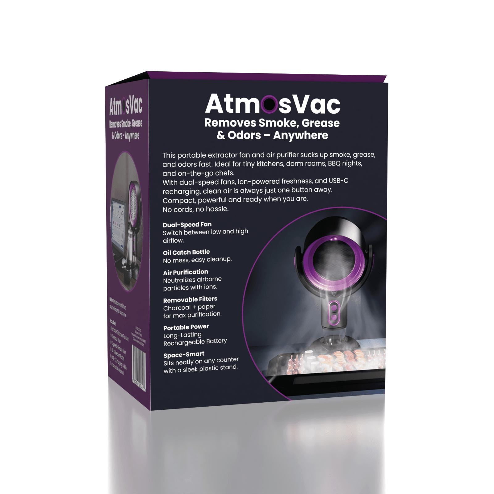 AtmosVac Portable Extractor Fan for Kitchen Odors (1pc) USB Rechargeable Simple Exclusive 