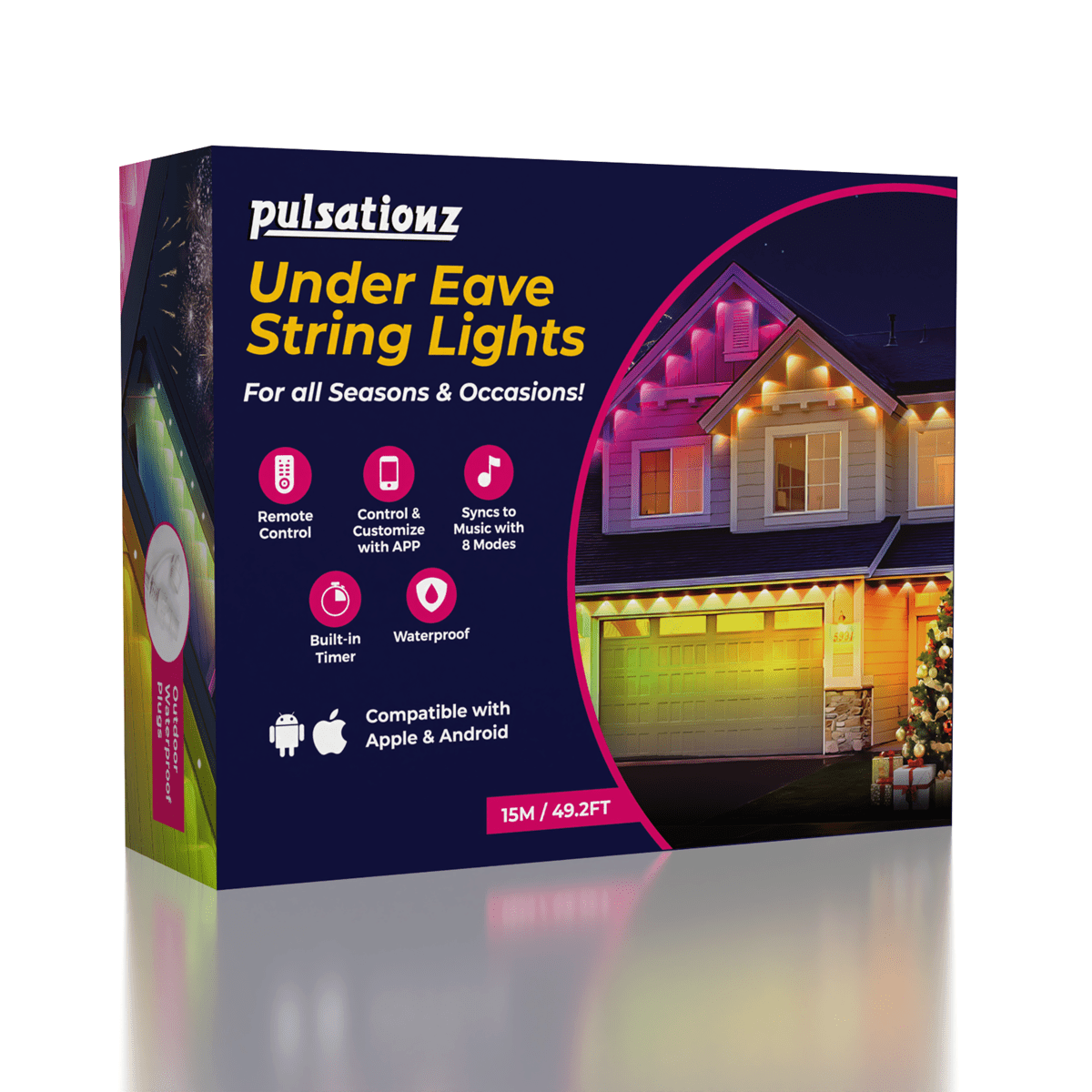 Pulsationz Under Eave String Lights (49.2ft) Simple Pulsationz 