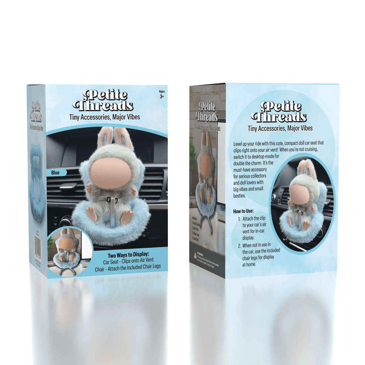 Mini Car Seat For Plush Dolls (1pc) Multiple Colors - Petite Threads Simple Exclusive 